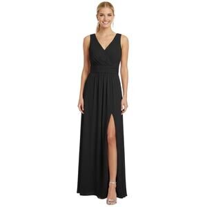 Lulus Surplice Chiffon Maxi Dress Black Sleeveless Women Small NWT
